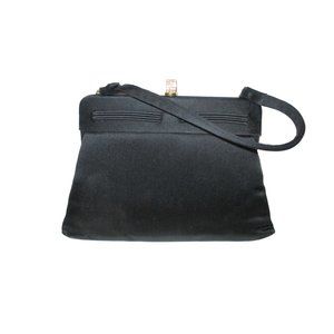 *Vintage Magid Black Peau de Soie Satin Rhinestone Snap Closure Evening Bag